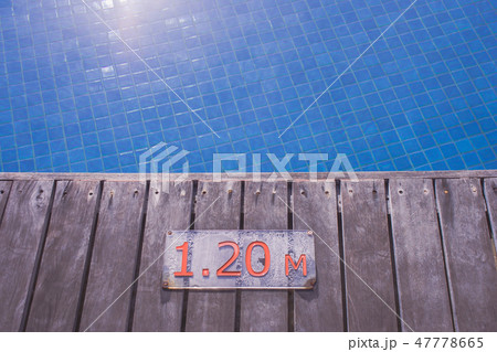 Swimming pool depth signs or markers. Swimming pool depth signs or markers. 47778665
