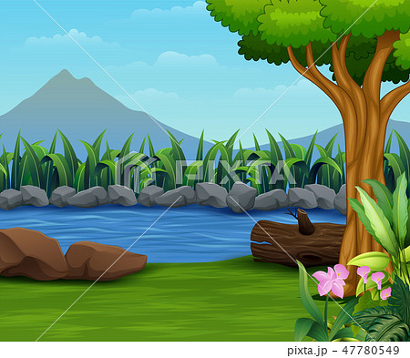 Nature lanscape with a river and mountain Nature lanscape with a river and mountain 47780549