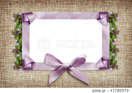 Satin frame and bow with flowers 47780979