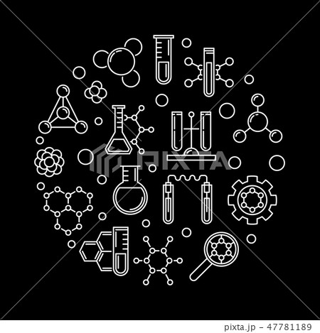 Biochemistry vector concept round outline illustration 47781189
