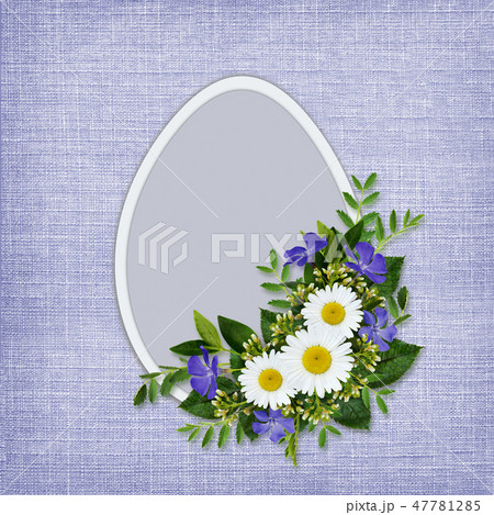 Wild flowers bouquet and Easter egg 47781285