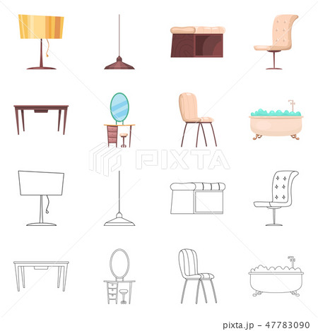 Vector illustration of furniture and apartment symbol. Set of furniture and home stock vector 47783090