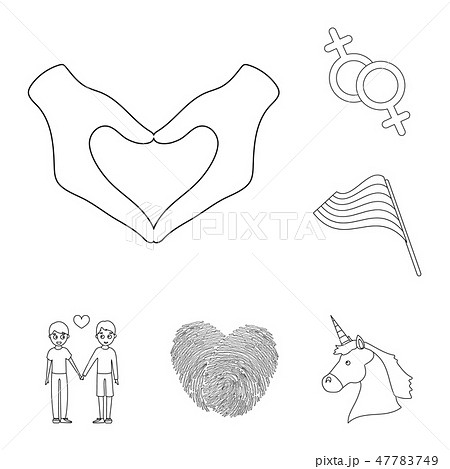 Gay and lesbian outline icons in set collection for design.Sexual minority and attributes vector Gay and lesbian outline icons in set collection for design.Sexual minority and attributes vector 47783749