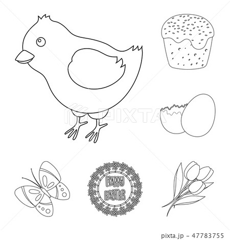 Easter is a Christian holiday outline icons in set collection for design. Easter attributes vector 47783755