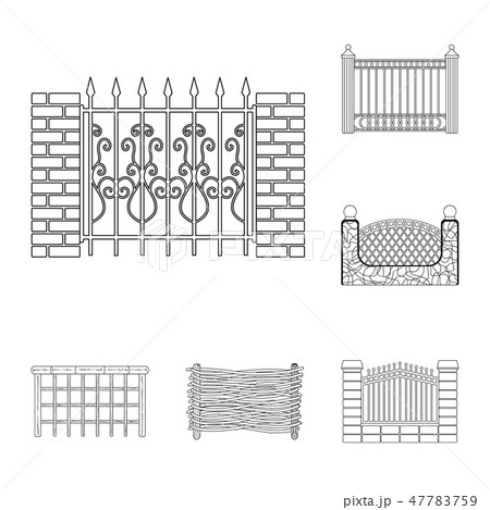 Different fence outline icons in set collection for design.Decorative fencing vector symbol stock Different fence outline icons in set collection for design.Decorative fencing vector symbol stock 47783759