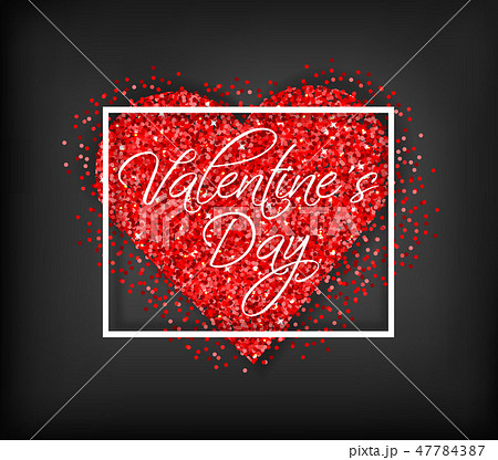 Red glitter heart Valentine day card Vector 47784387