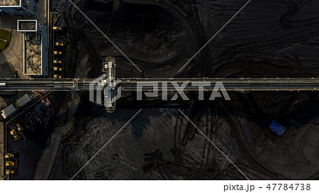Coal storage and bulldozer, Aerial view coal Coal storage and bulldozer, Aerial view coal 47784738