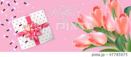 Mother day card with tulips bouquet Vector 47785075