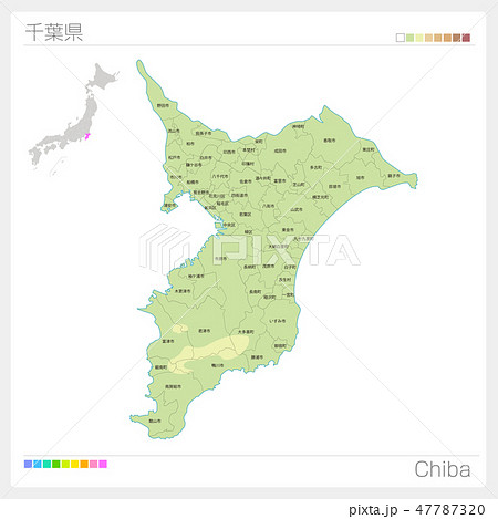 千葉県の地図 等高線 色分け 市町村 区分け のイラスト素材 47787320 Pixta