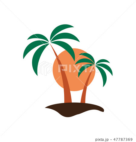 Palm tree with sun vector icon tropical island Palm tree with sun vector icon tropical island 47787369