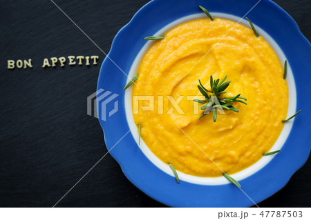 pumpkin soup in a plate pumpkin soup in a plate 47787503