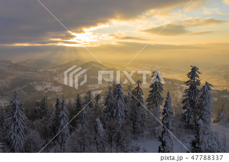 Winter scenery in Silesian Beskids mountains. Winter scenery in Silesian Beskids mountains. 47788337