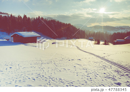 Winter scenery in Silesian Beskids mountains. 47788345