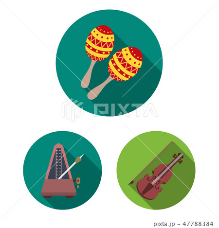 Musical instrument flat icons in set collection for design. String and Wind instrument vector symbol 47788384