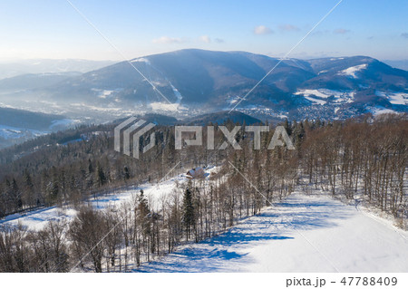 Winter scenery in Silesian Beskids mountains. 47788409