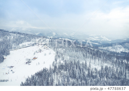 Winter scenery in Silesian Beskids mountains. Winter scenery in Silesian Beskids mountains. 47788637