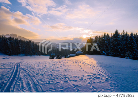 Winter scenery in Silesian Beskids mountains. Winter scenery in Silesian Beskids mountains. 47788652
