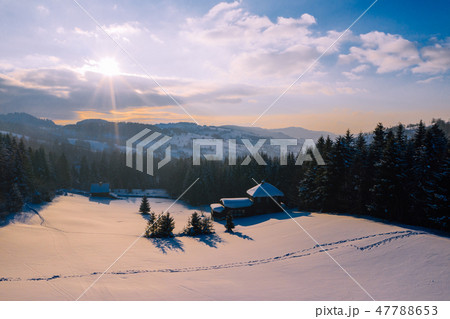 Winter scenery in Silesian Beskids mountains. 47788653