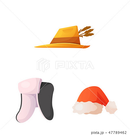 Isolated object of headwear and cap sign. Collection of headwear and accessory vector icon for stock Isolated object of headwear and cap sign. Collection of headwear and accessory vector icon for stock 47789462