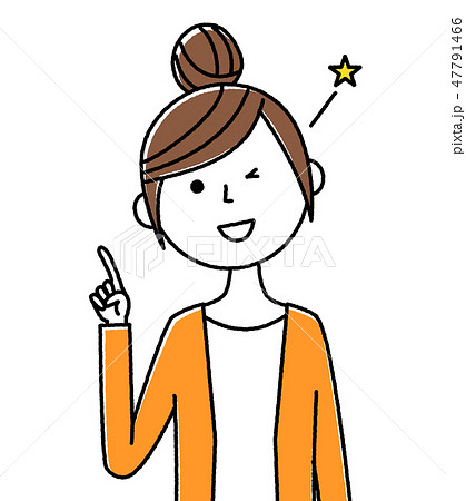 若い女性　ママ　指をさす 47791466