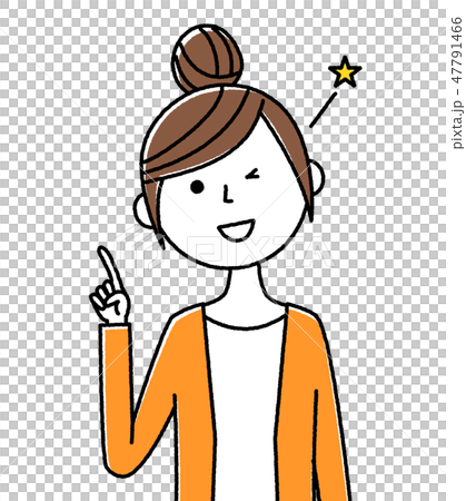若い女性　ママ　指をさす 47791466