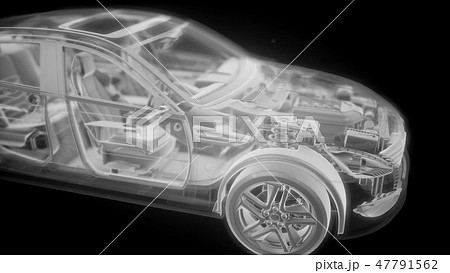 Holographic Animation Of 3d Wireframe Carのイラスト素材