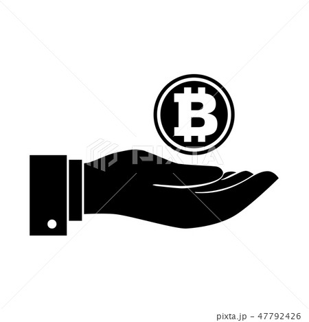 Businessman hand with bitcoin icon silhouette Businessman hand with bitcoin icon silhouette 47792426