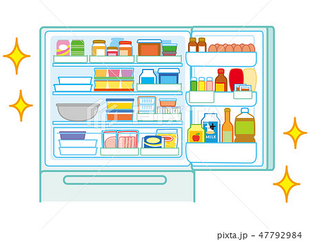整頓された冷蔵庫のイラスト素材