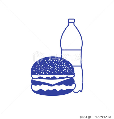 Burger and bottle of soda water 47794218