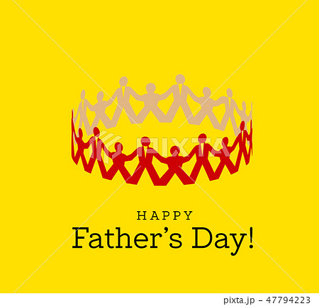 Congratulations on Father's Day. A card in the form of a paper round dance from fathers and children 47794223