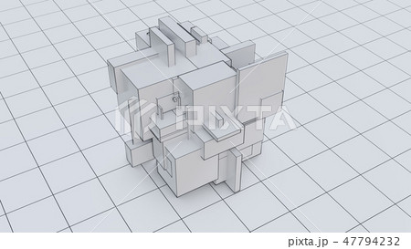 Abstract 3d object consisting of cubes. White background 47794232