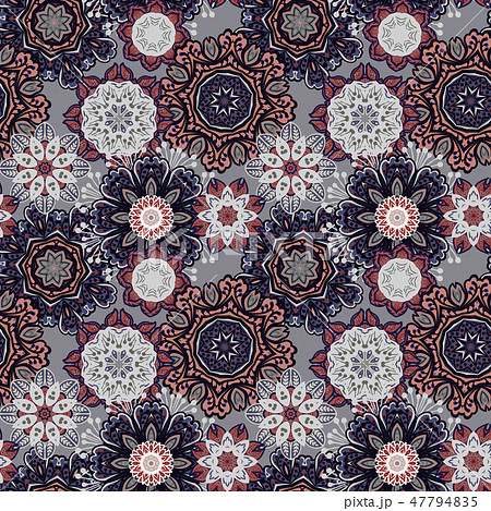Seamless pattern texture. Indian, arabic, turkish style elements. Vintage vector card. Hand drawn 47794835