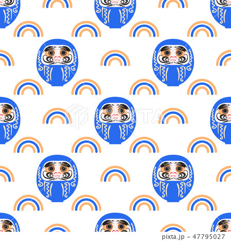 New Year seamless pattern Daruma. Japanese doll. 47795027