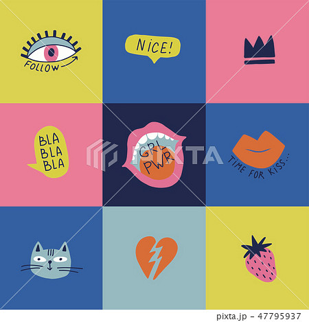 Collection with symbols for teenage girls. 47795937