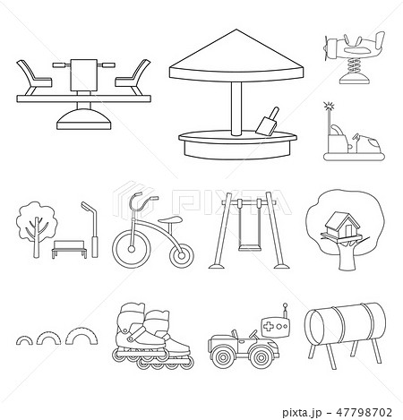 Playground, entertainment outline icons in set collection for design. Attraction and equipment 47798702