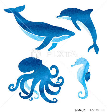 Watercolor sea animals set. Watercolor sea animals set. 47798933