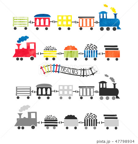 Watercolor toy trains for kids design. 47798934