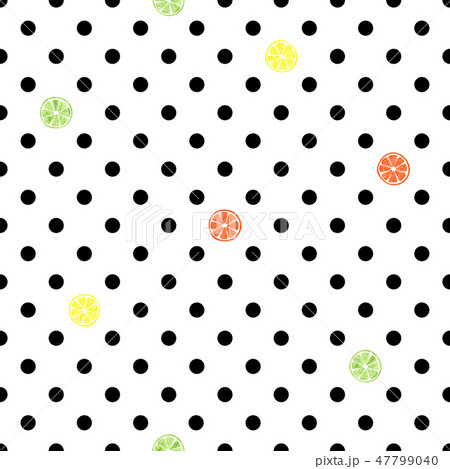 Polka dot seamless pattern with watercolor citrus 47799040
