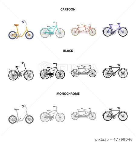 Children's bicycle, a double tandem and other types.Different bicycles set collection icons in 47799046