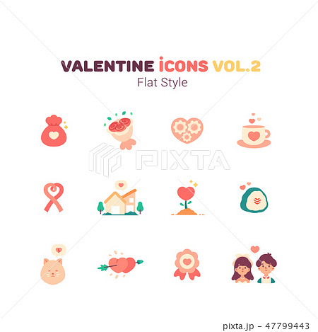 Valentine icons in flat style Valentine icons in flat style 47799443
