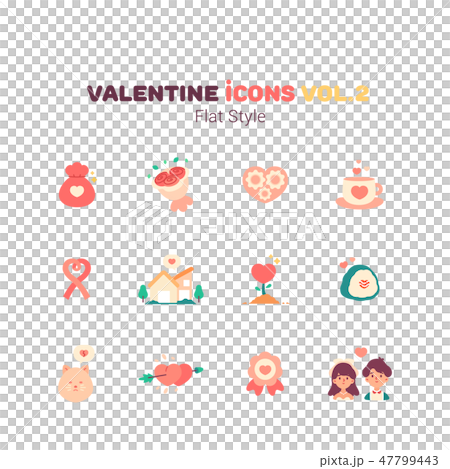 Valentine icons in flat style Valentine icons in flat style 47799443