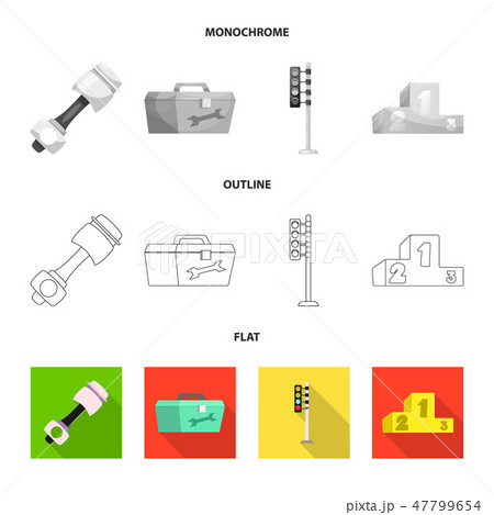 Vector design of car and rally symbol. Set of car and race vector icon for stock. 47799654