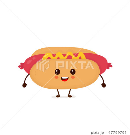Cute funny smiling happy hot dog 47799795