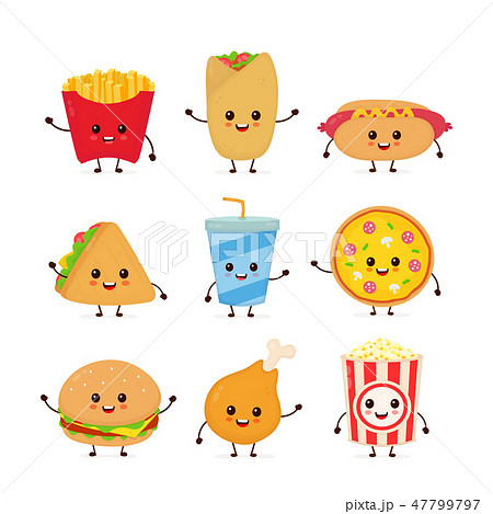 Cute funny smiling happy fast food  47799797