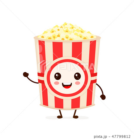Funny Happy Cute Smiling Bucket Of Popcornのイラスト素材