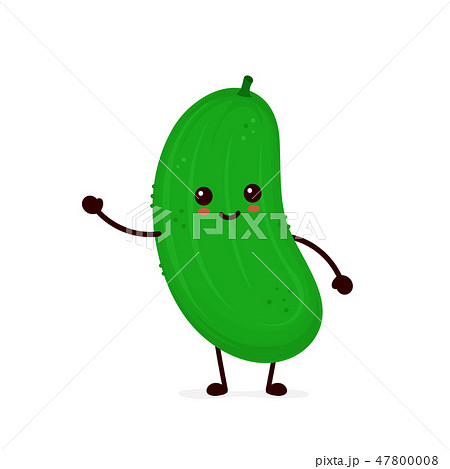 Happy Smilling Cute Cucumber Vector のイラスト素材