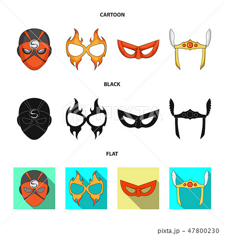 Vector design of hero and mask symbol. Set of hero and superhero stock vector illustration. 47800230
