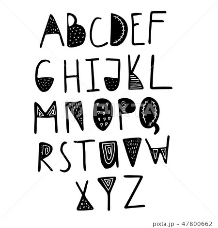 Funny childish made with ink alphabet Funny childish made with ink alphabet 47800662