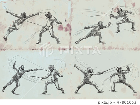 Fencing, collection - An hand drawn vectors 47801053