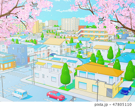 桜 街 春 都市 住宅街 桜 街 春 都市 住宅街 47805110